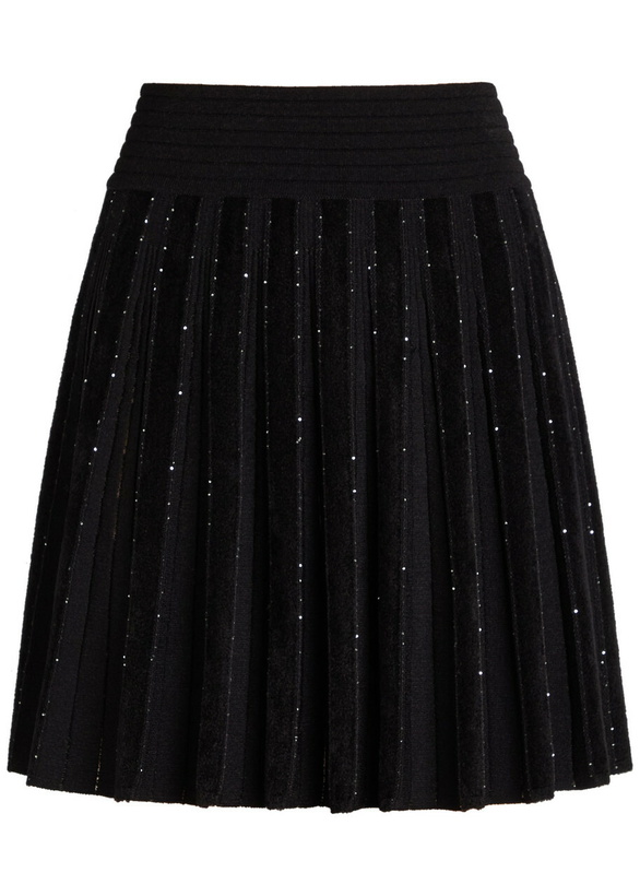 Photo: Balmain Sequin-embellished Stretch-knit Mini Skirt Black And Silver