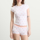 SKIMS Women's Pointelle Baby T-Shirt & Short Set in Snow Lace Hearts