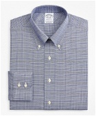 Brooks Brothers Men's Stretch Regent Regular-Fit Dress Shirt, Non-Iron Royal Oxford Button-Down Collar Glen Plaid | Navy