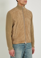 Boss Knit Suede Jacket Khaki