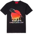 WHO DECIDES WAR by Ev Bravado - Embellished Printed Cotton-Jersey T-Shirt - Black