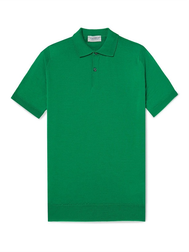 Photo: John Smedley - Payton Slim-Fit Merino Wool Polo Shirt - Green