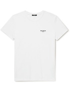 Balmain - Logo-Flocked Cotton-Jersey T-Shirt - White