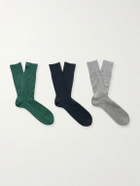 Falke - N9 Finest Three-Pack Ribbed Cotton-Blend Socks - Multi