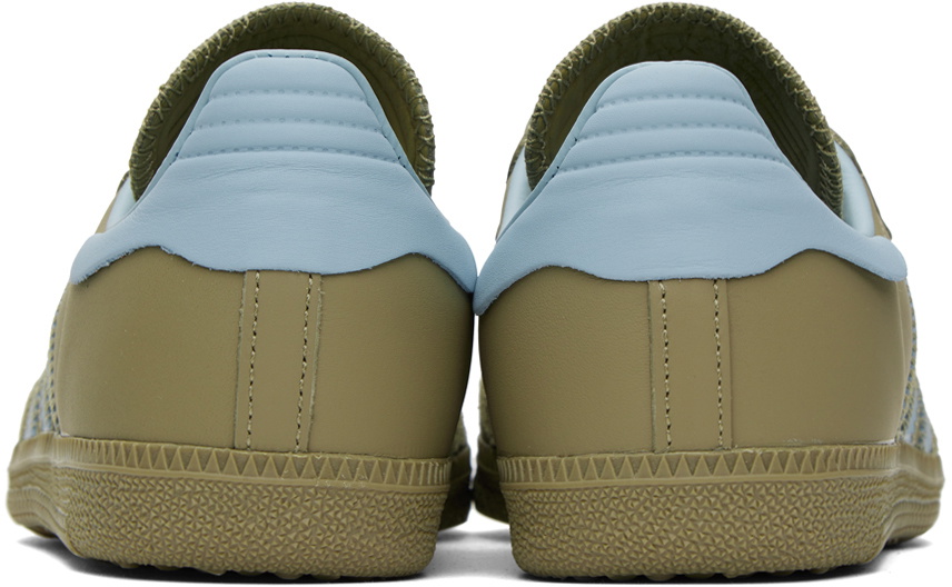 adidas x Humanrace by Pharrell Williams Taupe & Blue Samba Sneakers
