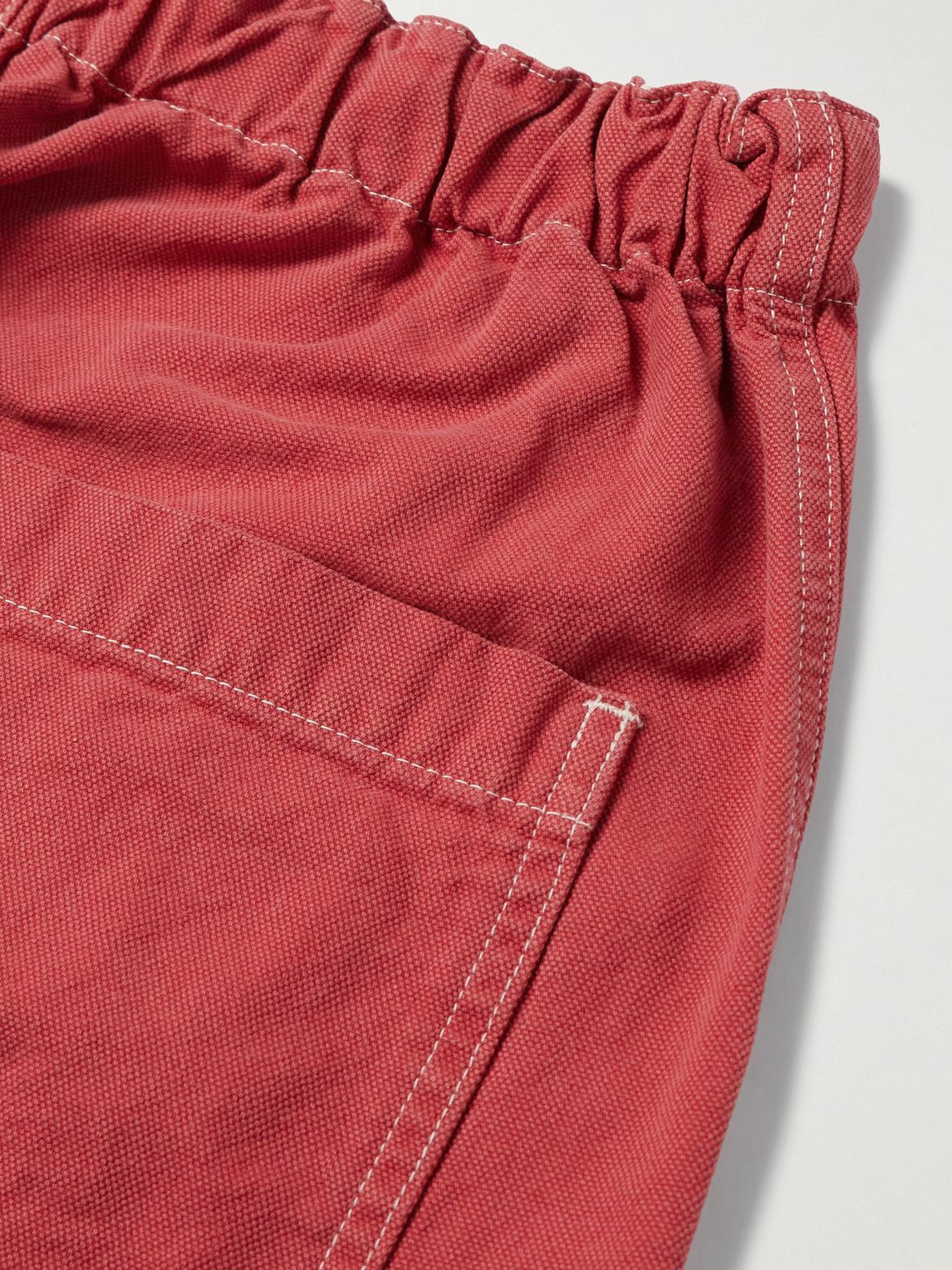 KAPITAL - Easy Straight-Leg Cotton-Twill Drawstring Shorts - Red
