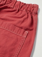 KAPITAL - Easy Straight-Leg Cotton-Twill Drawstring Shorts - Red