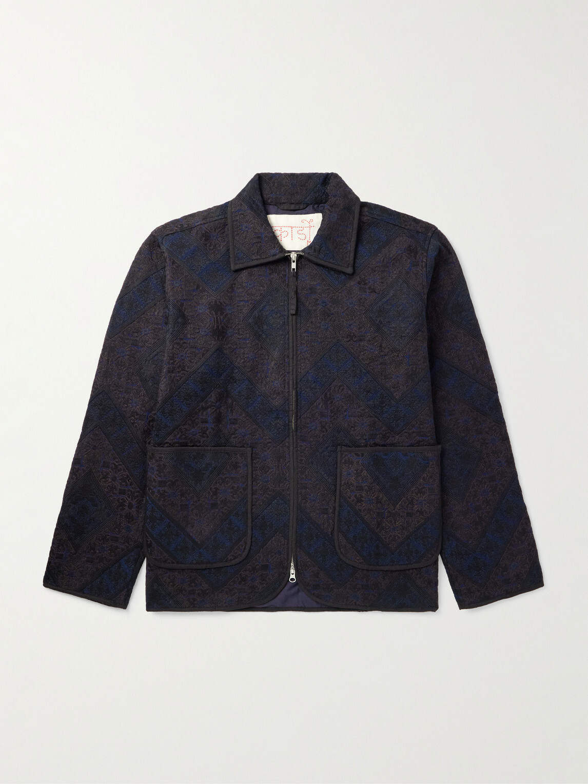 Kardo - Paiwand Studio Amardeep Embroidered Cotton-Herringbone Jacket - Blue