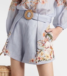 Zimmermann Lexi floral high-rise linen shorts