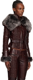 KNWLS Brown Smocked Leather Jacket