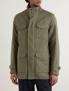 Kiton - Suede-Trimmed Linen Field Jacket - Green