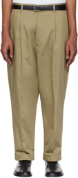 AMI Paris Khaki Cotton Carrot Oversized Trousers
