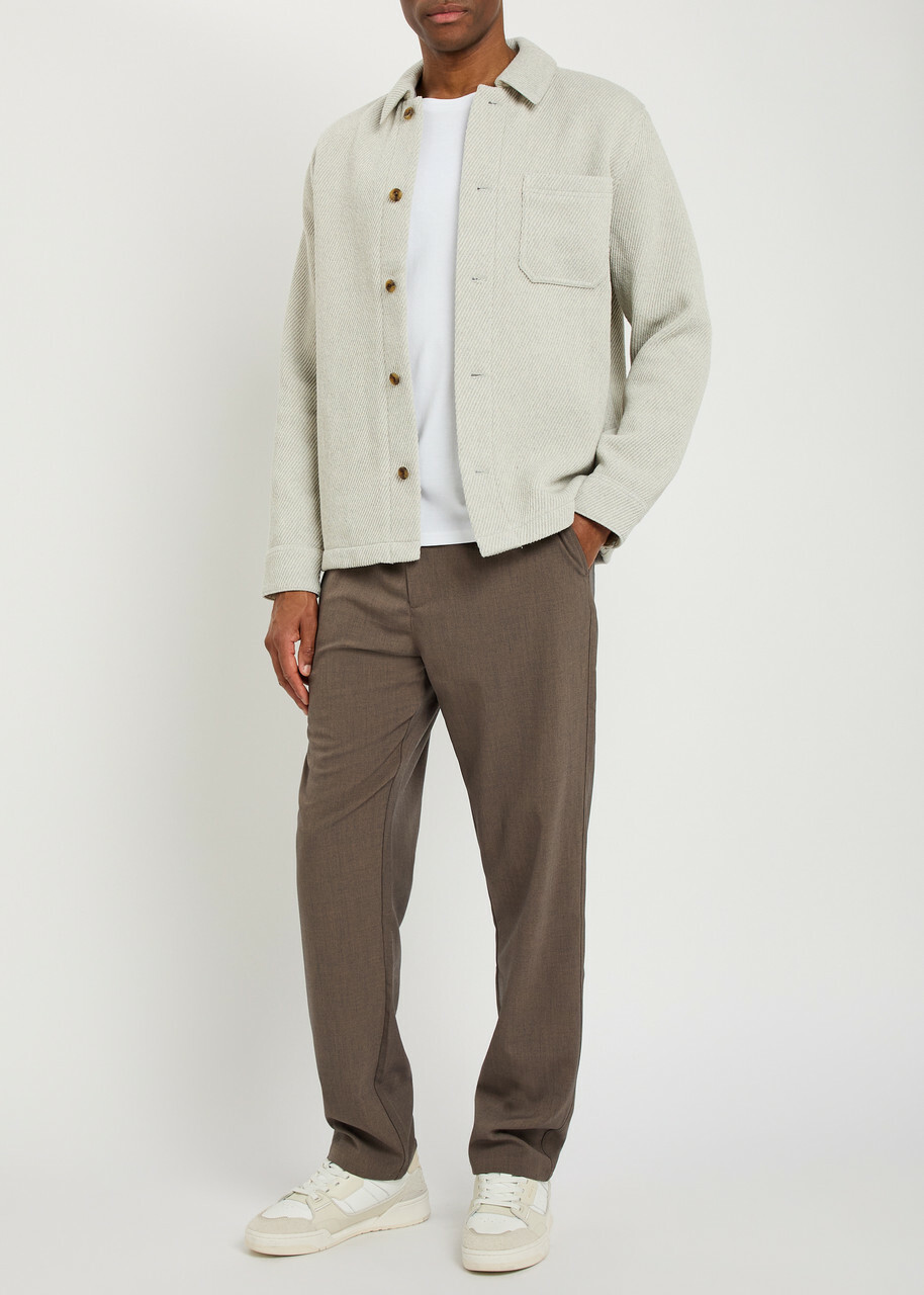 Les Deux Hamilton Textured Twill Overshirt Light Grey