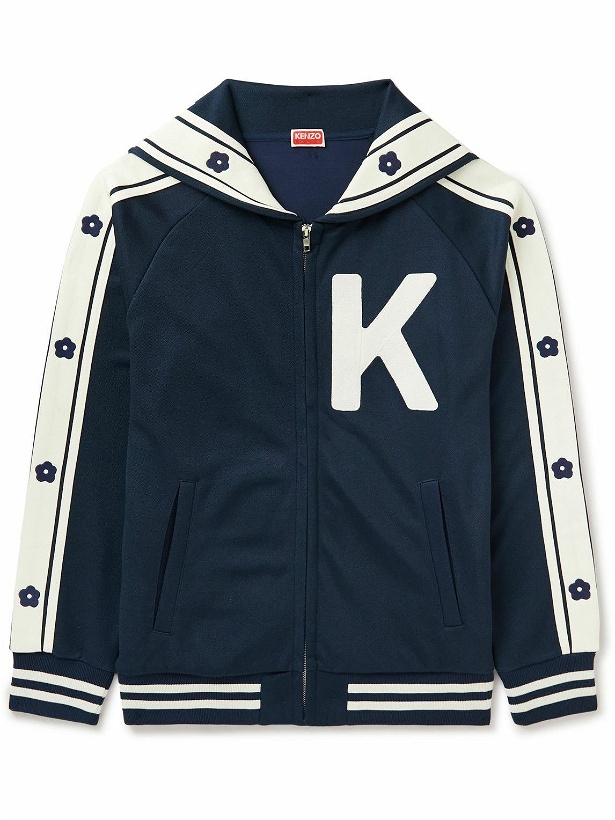 Photo: KENZO - Appliquéd Striped Jersey Track Jacket - Blue