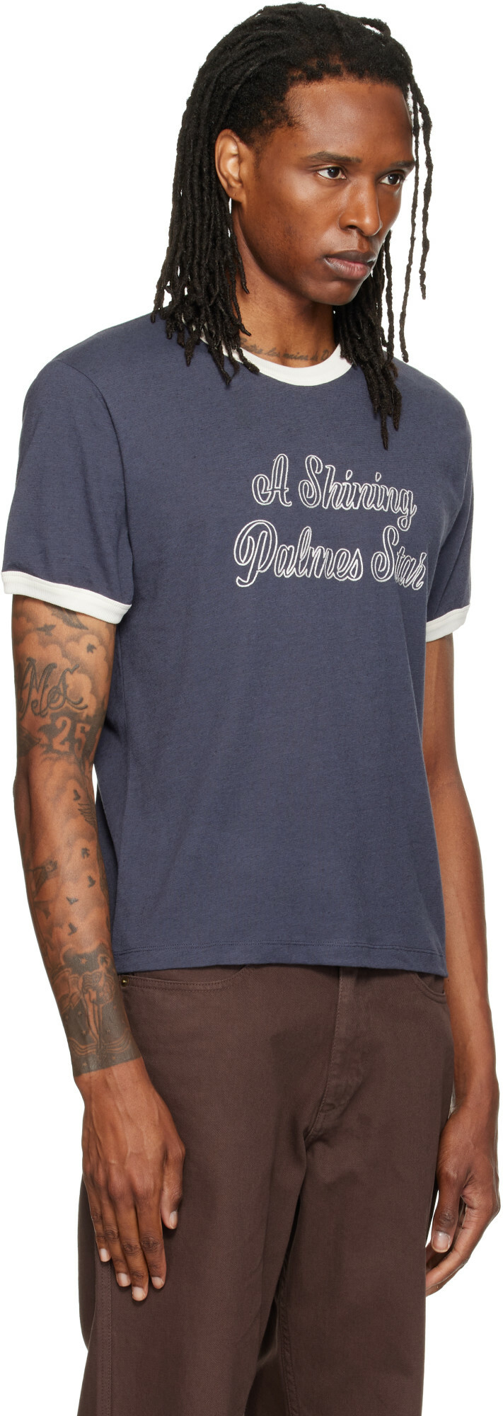 Palmes Navy Star Ringer T-shirt