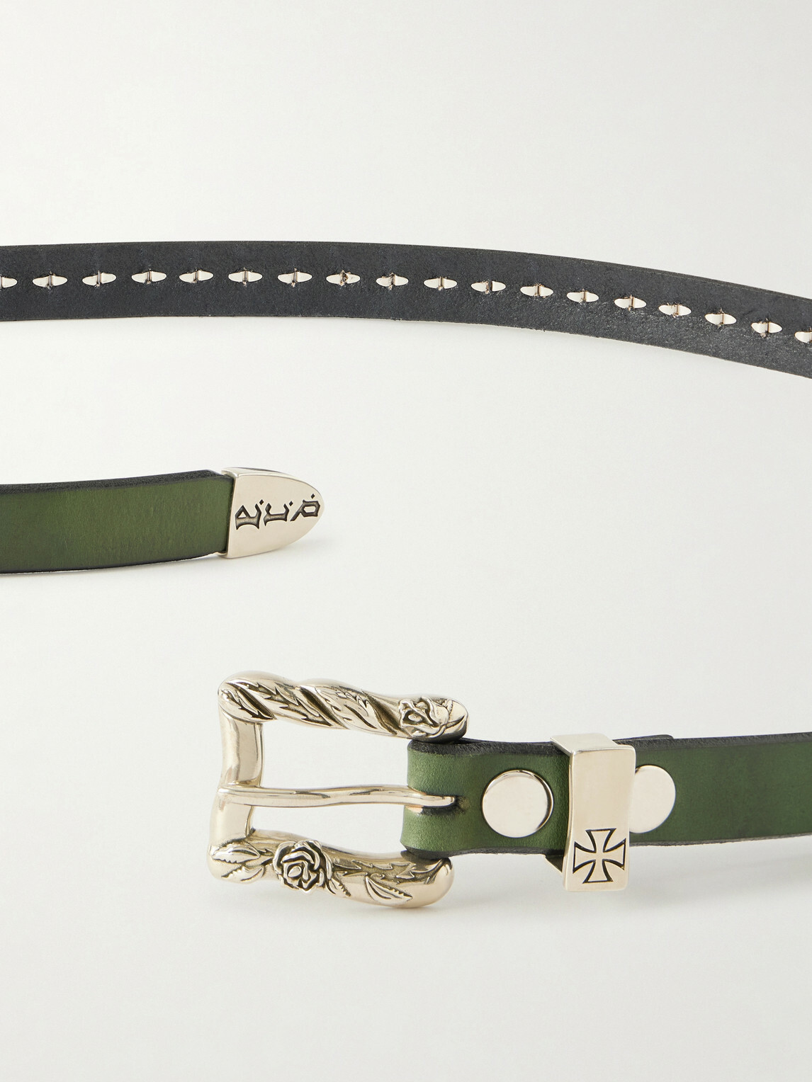 Enfants Riches Déprimés - Classique 2cm Studded Leather Belt - Green