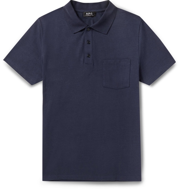 Photo: A.P.C. - Archie Slim-Fit Logo-Embroidered Cotton Polo Shirt - Blue