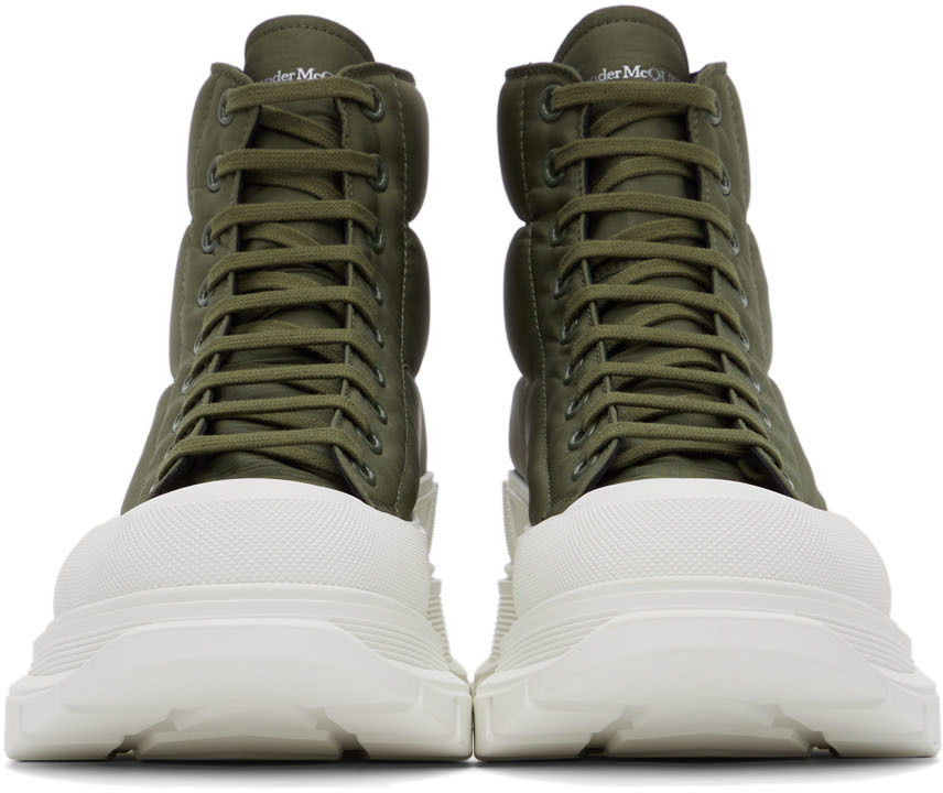 Alexander McQueen Khaki & White Tread Slick Boots