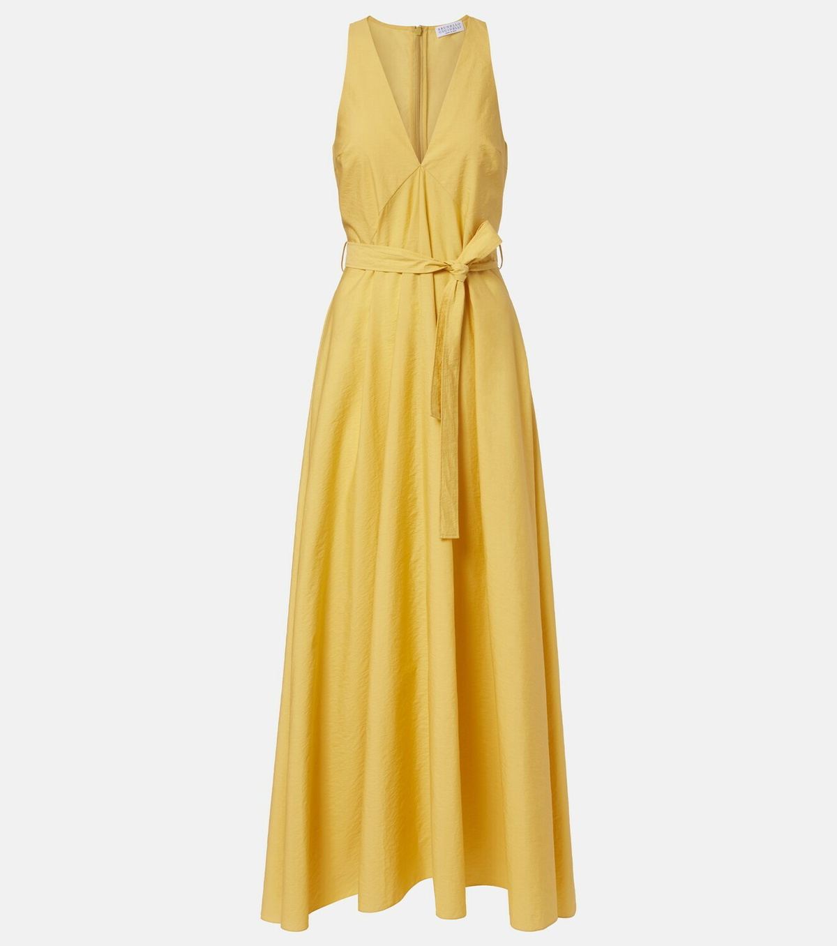 Brunello Cucinelli Belted cotton-blend maxi dress