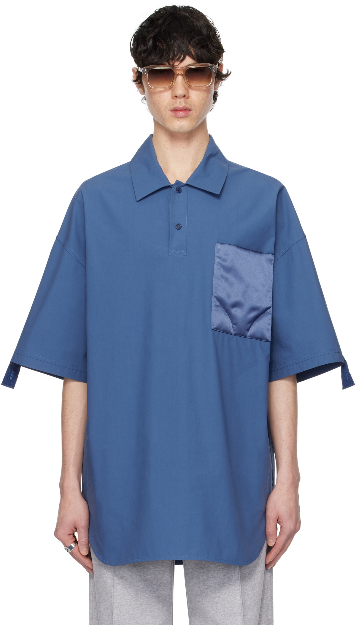 【送料&関税込】J.W. Anderson Blue Oversize Polo Shirt With Logo embroidered oversized polo shirt in blue - JW Anderson