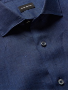 ERMENEGILDO ZEGNA - Button-Down Collar Linen Shirt - Blue - S