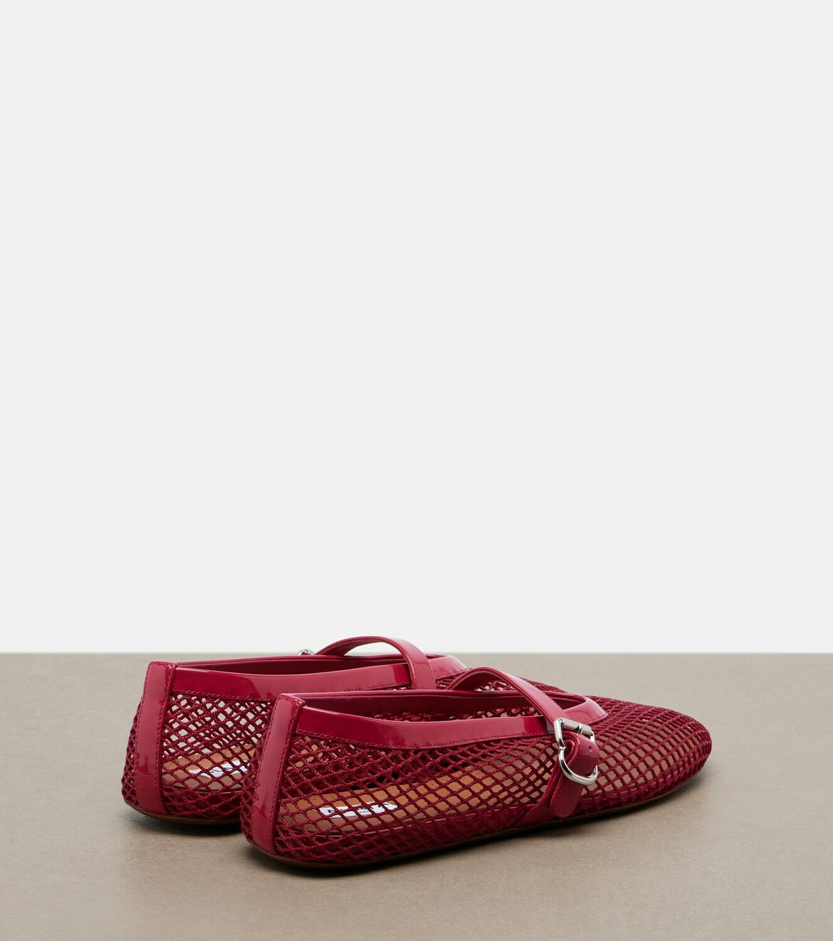 Alaïa Leather-trimmed fishnet ballet flats