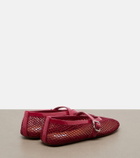 Alaïa Leather-trimmed fishnet ballet flats