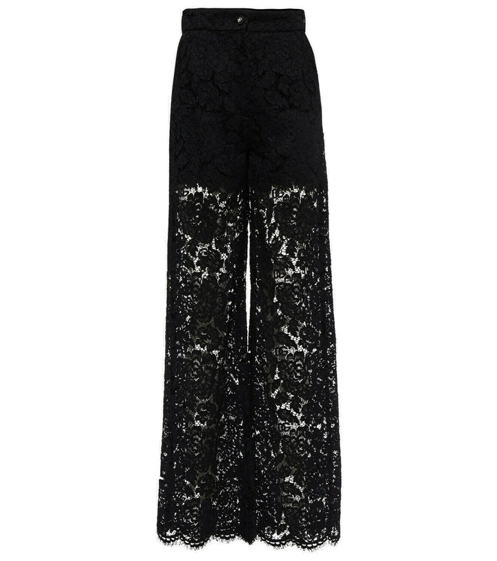 Photo: Dolce&Gabbana - High-rise wide-leg lace pants