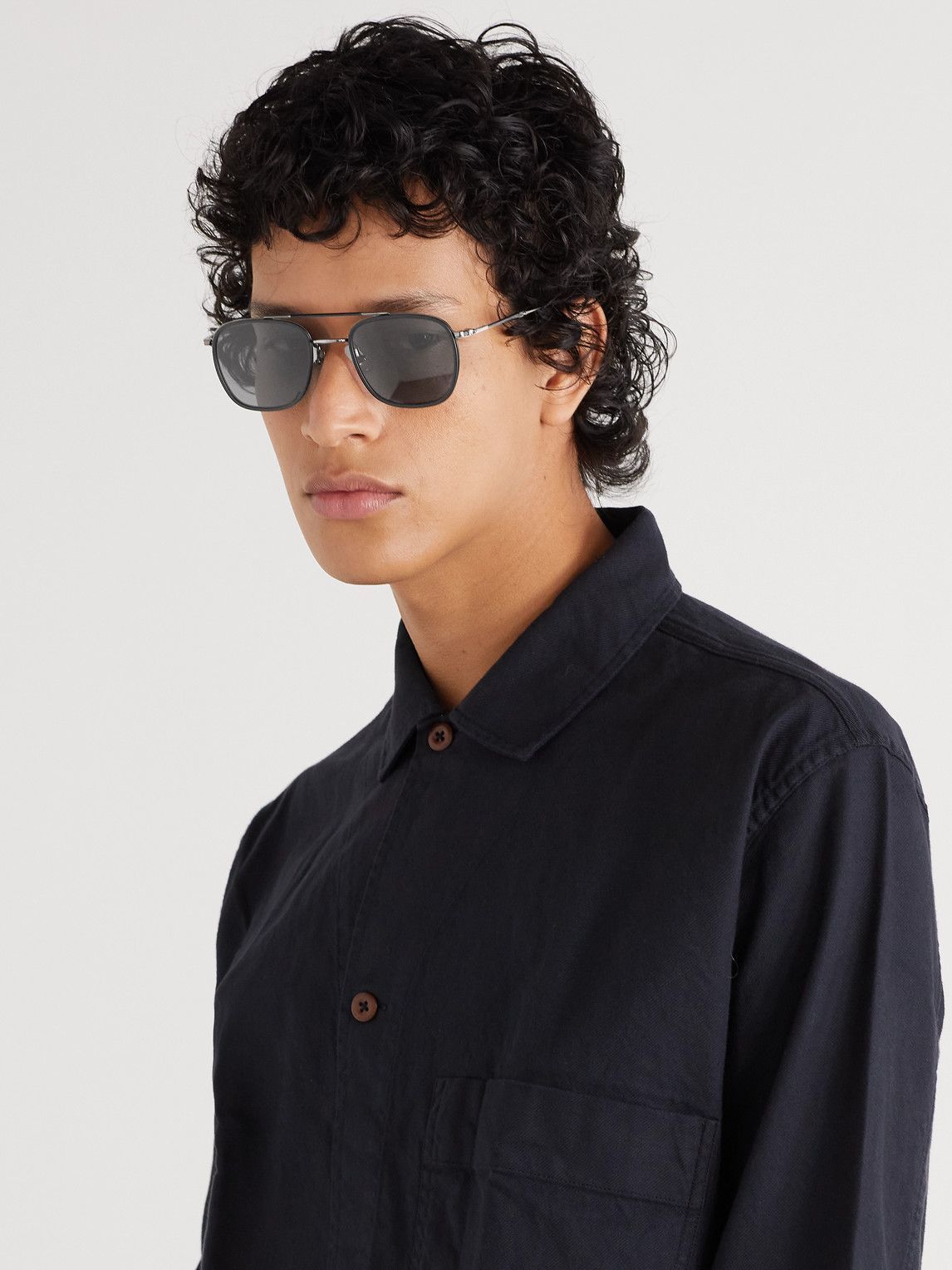 Matsuda - Aviator-Style Ruthenium and Acetate Sunglasses Matsuda