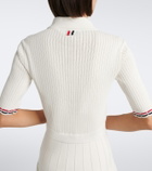Thom Browne Ribbed-knit pointelle cotton polo dress