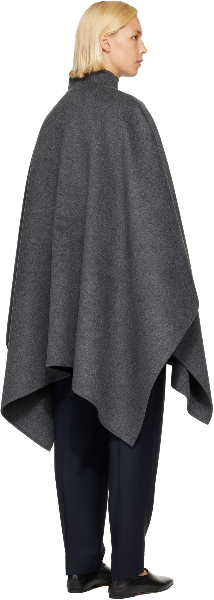 Róhe Gray Double-Faced Wool Pankou Closure Coat
