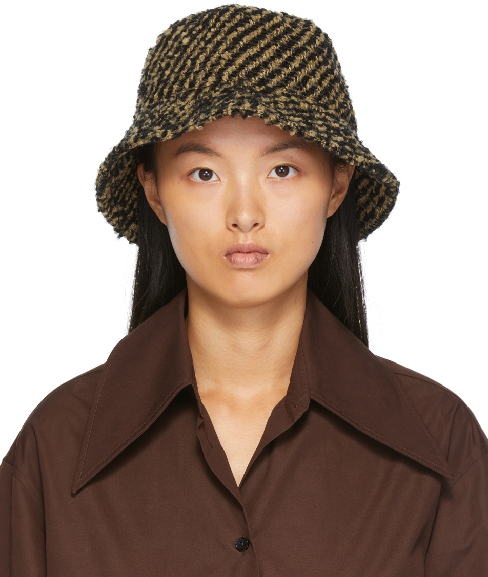 Our Legacy Black & Beige Bouclé Bucket Hat Our Legacy