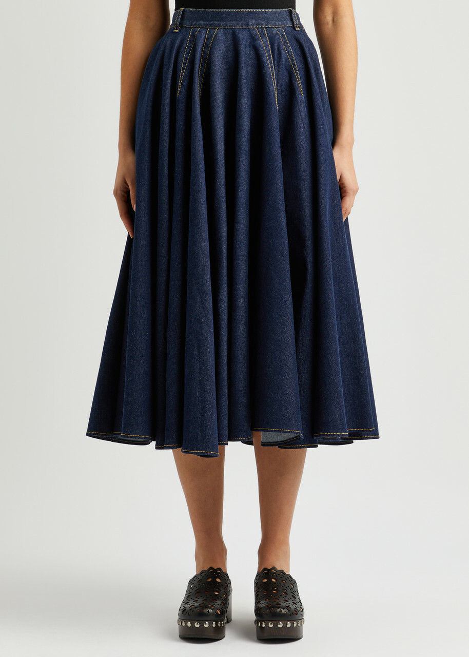 スカート ALAIA Women Mid Skirts AA9J2283T535A 524 BLUE Alaïa Denim Midi Skirt Blue Denim ALAÏA