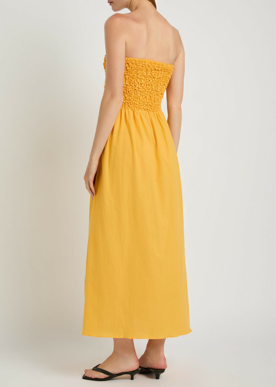 Faithfull The Brand Orla Strapless Stretch-cotton Midi Dress Orange