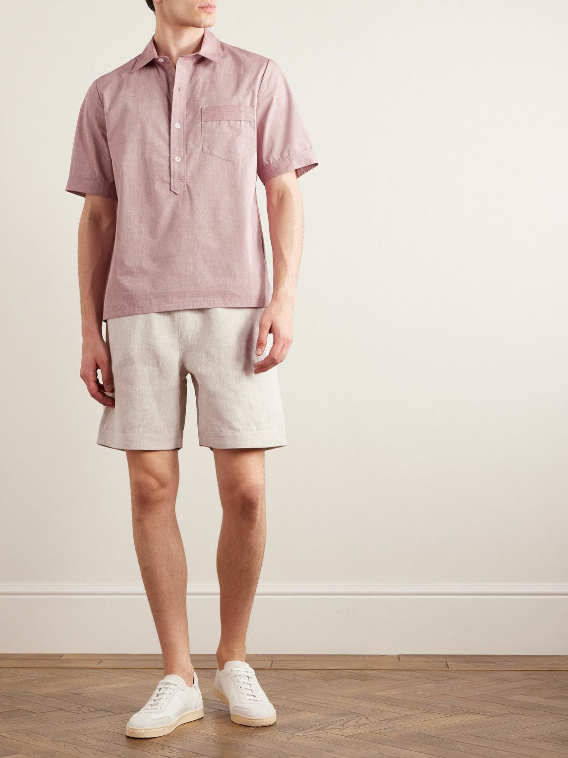 Loretta Caponi - Straight-Leg Linen Drawstring Shorts - Neutrals
