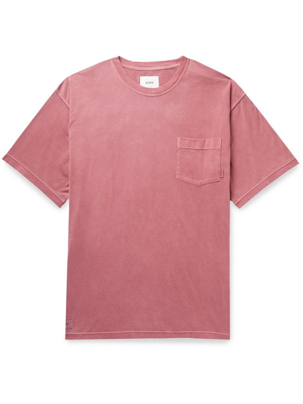 Photo: WTAPS - Blank Logo-Appliquéd Garment-Dyed Cotton-Jersey T-Shirt - Pink