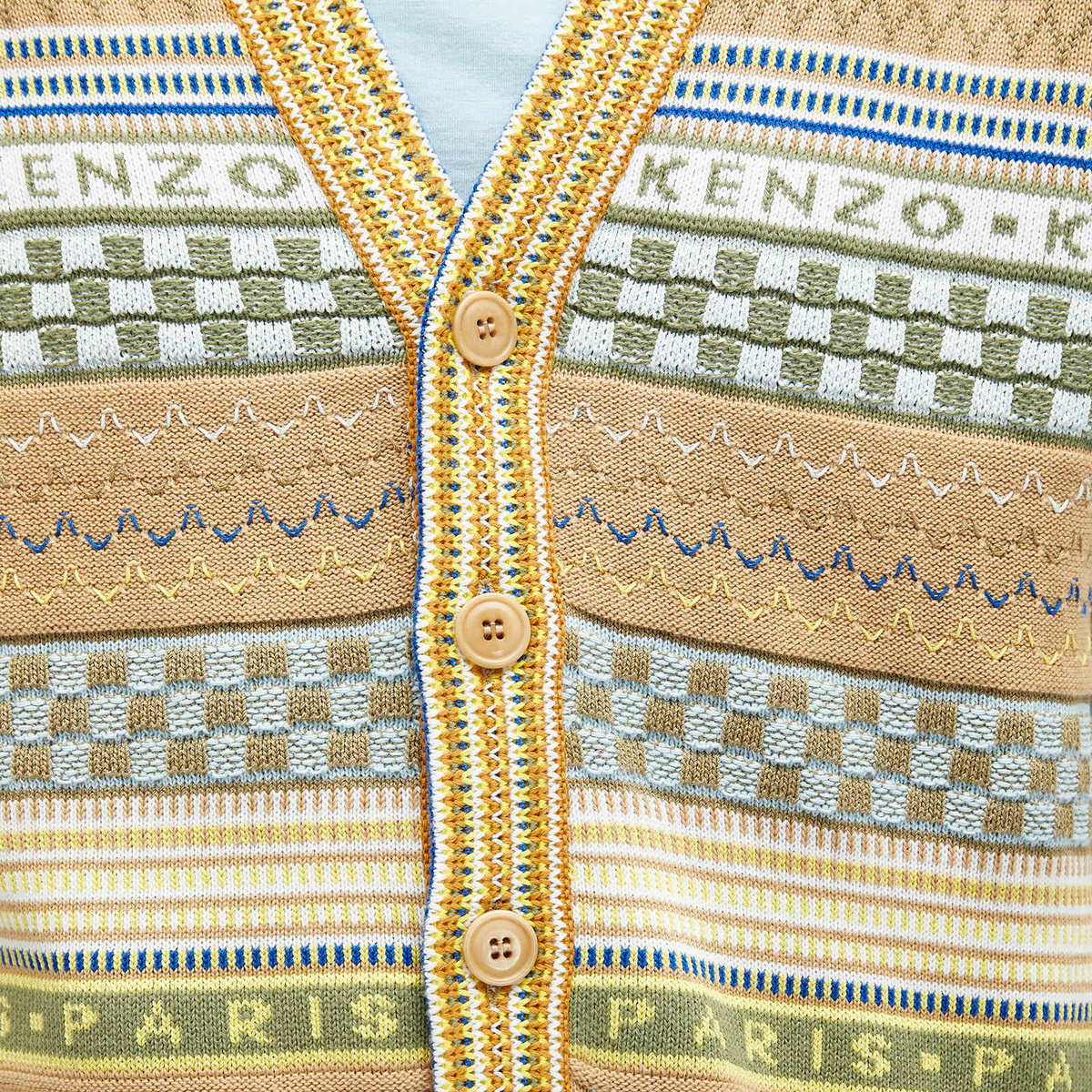 Kenzo Men's Fairisle Cardigan in Camel Kenzo