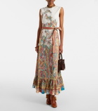 Etro Belted printed cotton maxi dress