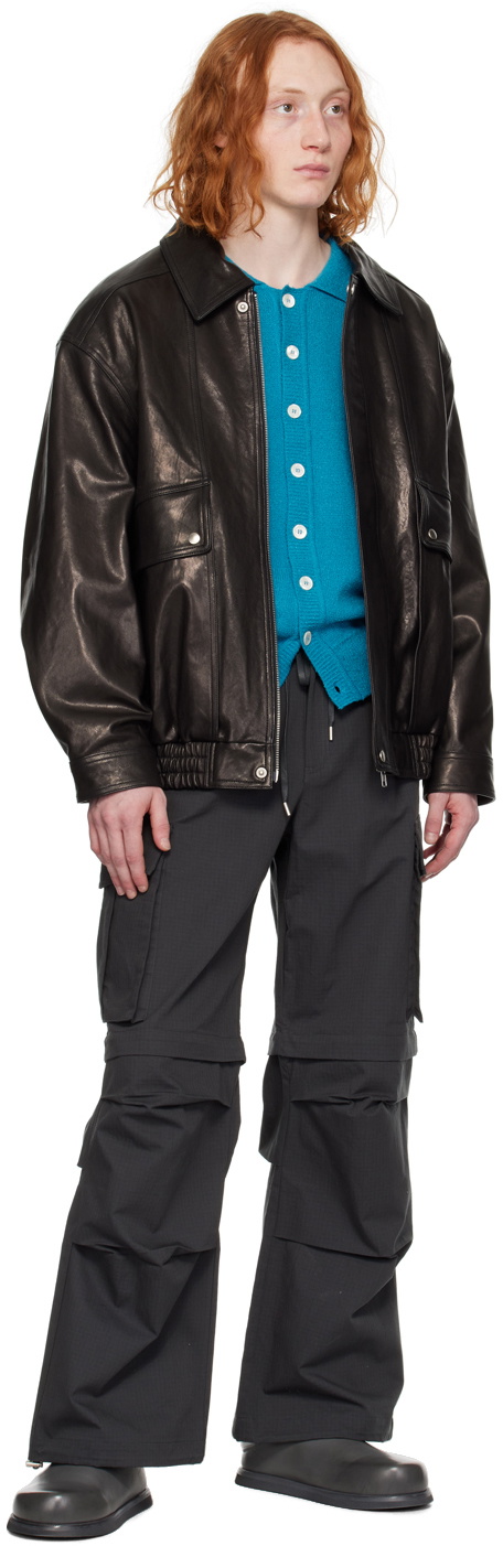 ジャケット Dunst Jackets Dunst Black Oversized Vintage Leather Jacket