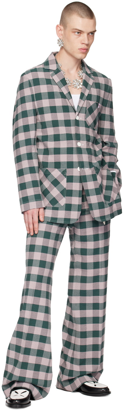 Charles Jeffrey Loverboy Purple & Green Check Trousers Charles