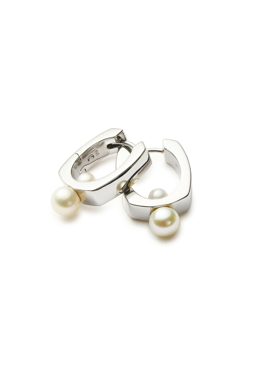 Missoma Button Pearl Rhodium-plated Hoop Earrings - Silver - One Size