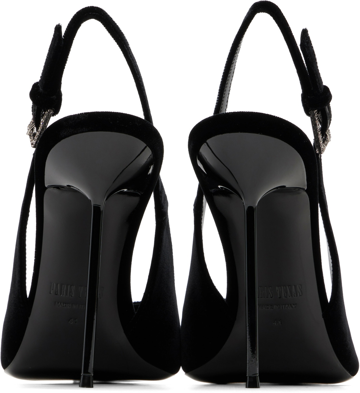 Paris Texas Black Lidia Buckle Slingback 105 Heels