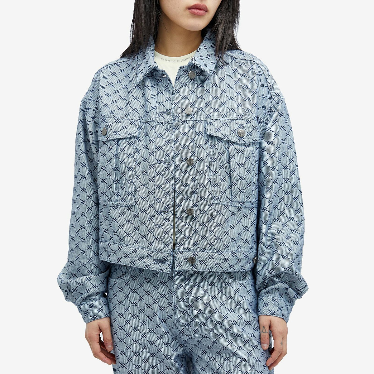 Daily Paper Women's Avery Denim Jacket in White/Blue