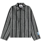 Jungles Jungles Men's Boucle Minimal Workwear Jacket in Black Stripe