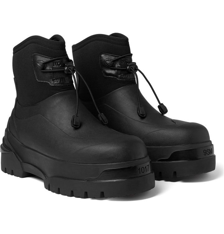 Photo: Moncler Genius - 6 Moncler 1017 ALYX 9SM Leather-Trimmed Rubber and Neoprene Boots - Black