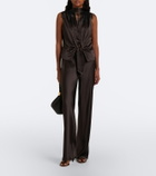 SIR Lula fringed scarf-detail silk top