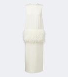 Loulou de Saison Sonia feather-trimmed midi dress