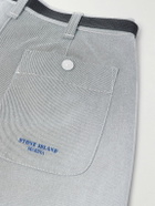 Stone Island - Marina Wide-Leg Belted Pleated Cotton-Blend Gabardine Trousers - Gray
