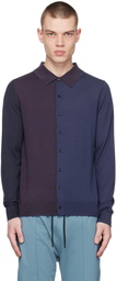 Paul Smith Navy Two-Tone Cardigan