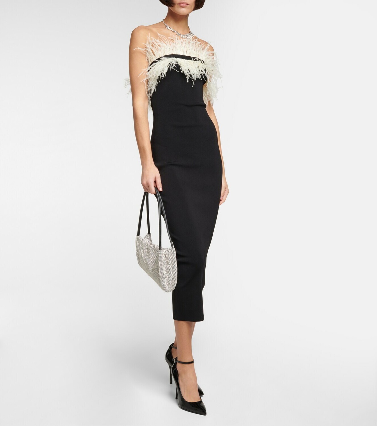 Staud - Nellie feather-trimmed midi dress Staud